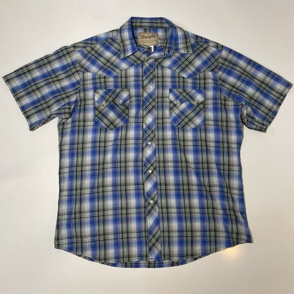 Wrangler Men’s Western Fashion Pearl Snap Button Shirt Silver Thread Size Large - Picture 1 of 5